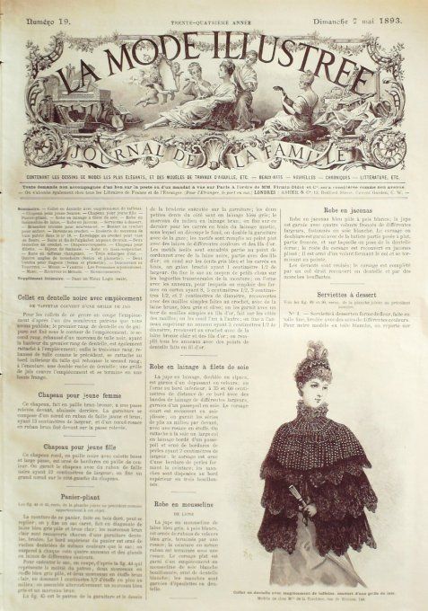 Journal Mode illustrée 1893 # 19 Collet en dentelle