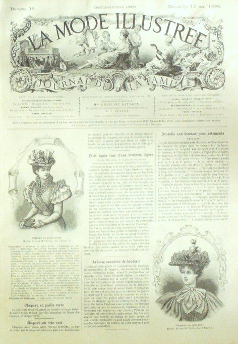 Journal Mode illustrée 1896 # 19 Chapeaux en paille & crin