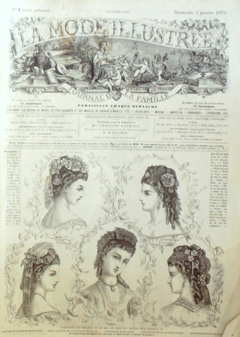 Journal Mode illustrée 1873 #  1 Coiffures de théâtre 