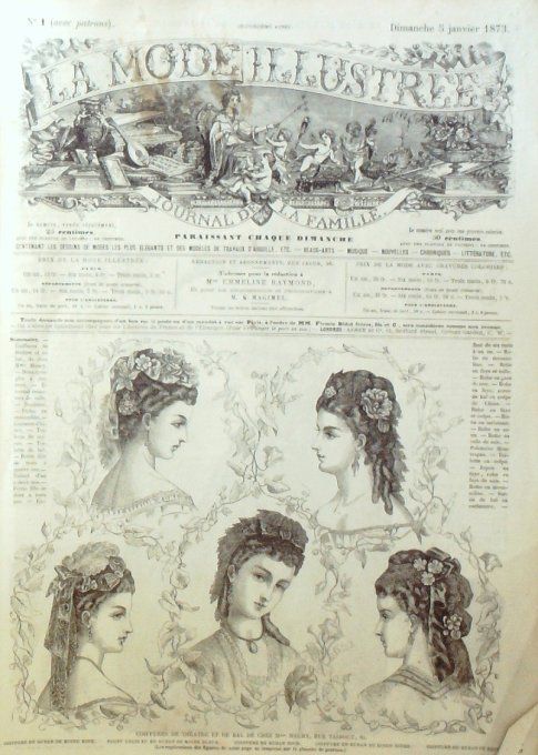 Journal Mode illustrée 1873 #  1 Coiffures de théâtre