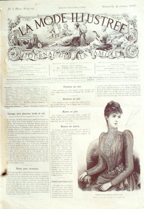 Journal Mode illustrée 1891 #  1 Corsage avec plastron