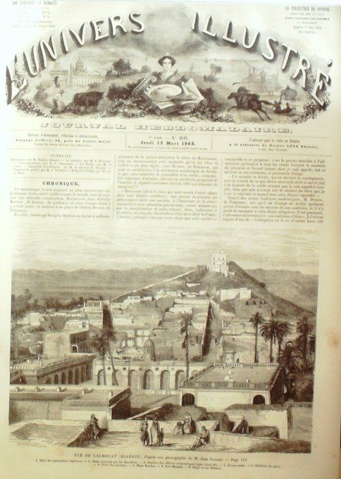 L'Univers illustré 1862 # 200 Algérie Laghouat Mantoue Les Moccoli Virginie Harper's-Ferry