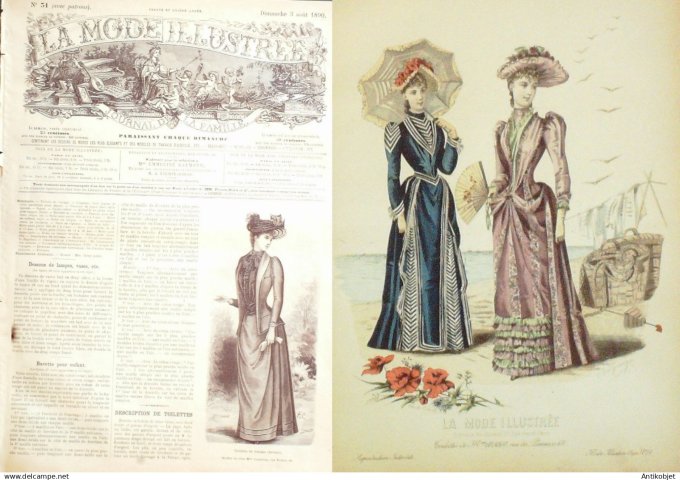 La Mode illustrée journal + gravure associée 1890 # 31