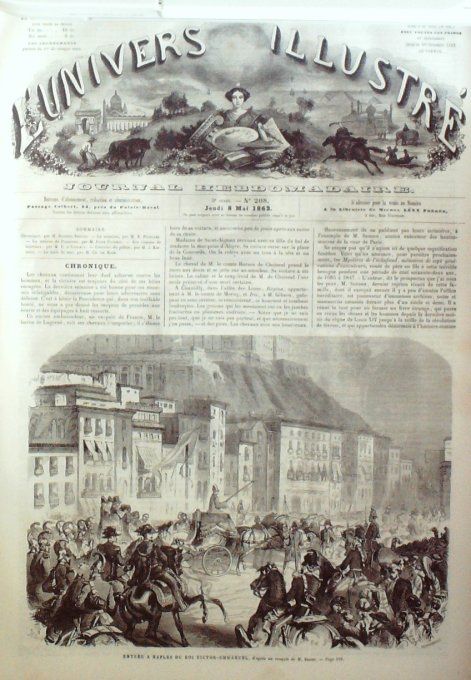 L'Univers illustré 1862 # 208 Naples Victor-Emmanuel Abbas Pacha Moscou Sakolnki Egypte Candie Said