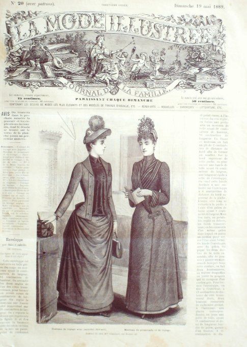 Journal Mode illustrée 1889 # 20 Costume de voyage & Manteau