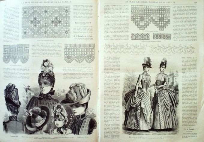 Journal Mode illustrée 1887 # 20 Mantelet & fichu en sicilienne