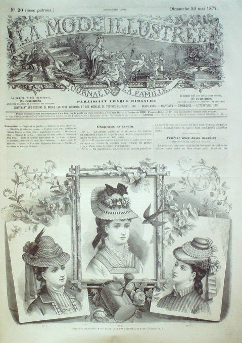 Journal Mode illustrée 1877 # 20 Chapeaux de jardin