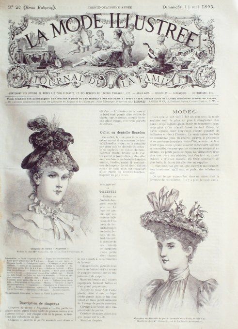 Journal Mode illustrée 1893 # 20 Chapeaux de paille