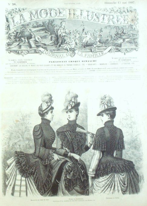 Journal Mode illustrée 1887 # 20 Mantelet & fichu en sicilienne