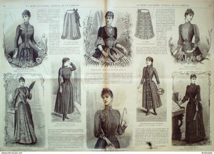 La Mode illustrée journal + gravure associée 1890 #  3