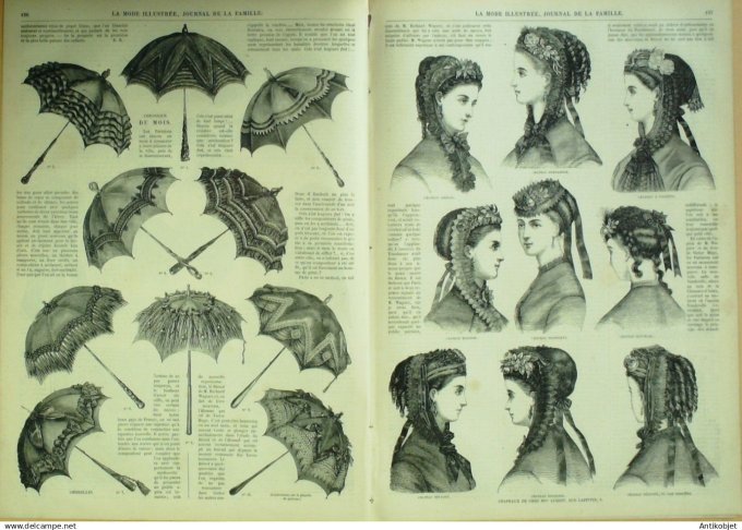 La Mode illustrée journal + gravure associée 1869 # 20