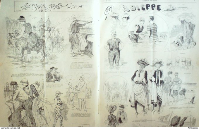 Le Journal Amusant 1890 n°1775 Dieppe  Vie de château 7 pêch és capitaux la Paresse