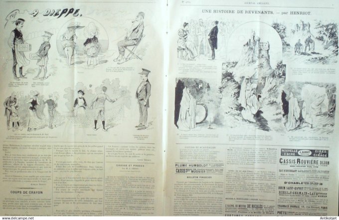 Le Journal Amusant 1890 n°1775 Dieppe  Vie de château 7 pêch és capitaux la Paresse