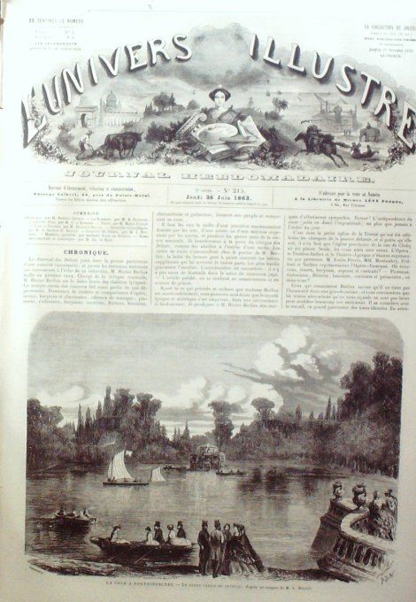 L'Univers illustré 1862 # 215 Panthéon Temple de Vesta Italie Fontaine de Trévi Turin