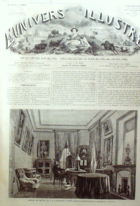 L'Univers illustré 1862 # 218 Vichy L'Empereur Napoléon 