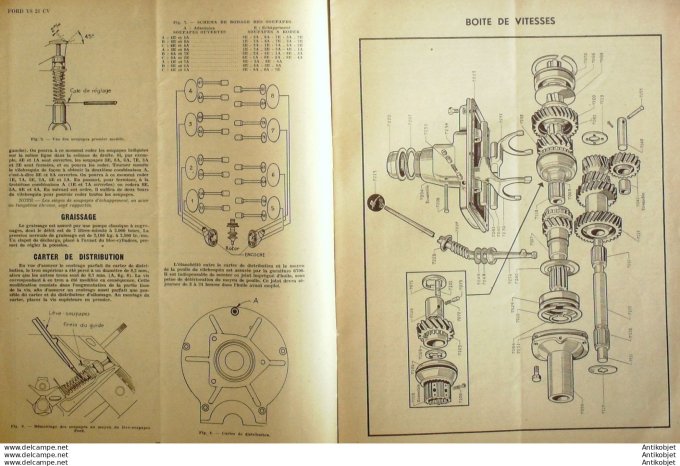 Revue Technique Automobile Ford V8 21cv Pistons BHR 1948