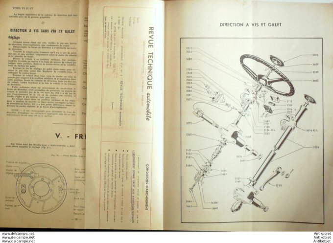 Revue Technique Automobile Ford V8 21cv Pistons BHR 1948