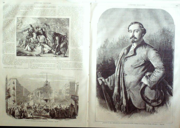 L'Univers illustré 1862 # 219 Markos Botzaris Puerto Del Sol Mexique Puebla Cordillère d'Anahuac