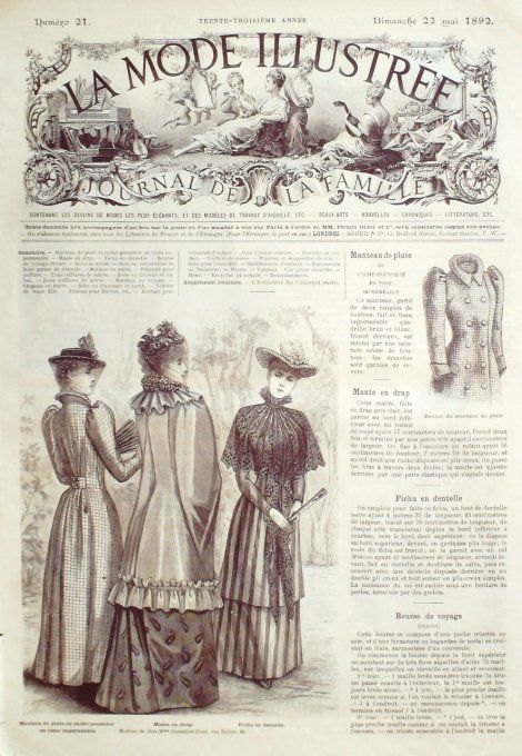 Journal Mode illustrée 1892 # 21 Manteau de pluie en drap