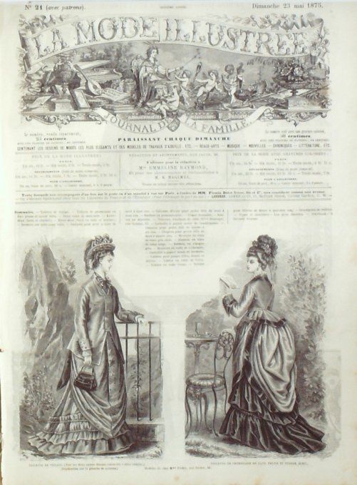 Journal Mode illustrée 1875 # 21 Toilettes de voyage & promenade