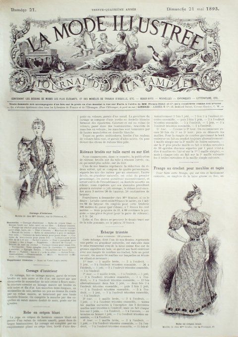 Journal Mode illustrée 1883 # 21 Robe d'intérieur en cachemire