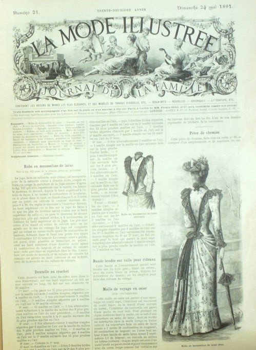 Journal Mode illustrée 1891 # 21 Robe mousseline