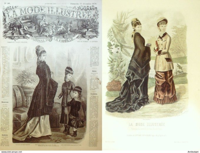 La Mode illustrée journal + gravure associée 1878 # 50