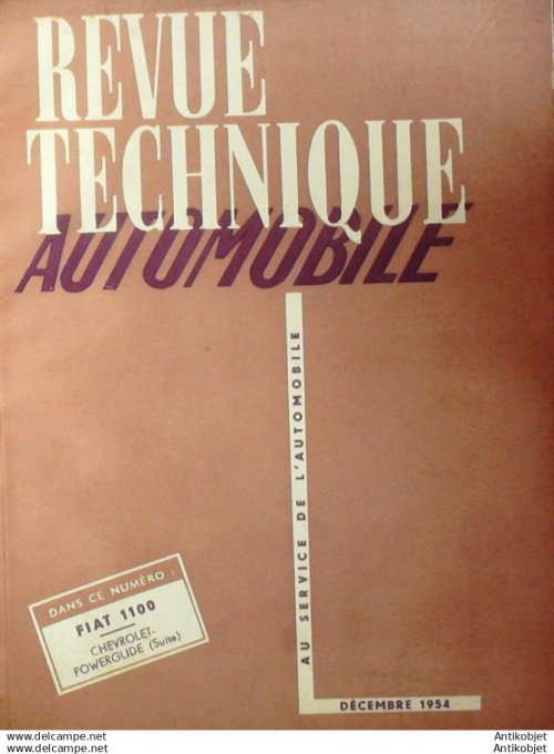 Revue Technique Automobile Fiat 1100 Chevrolet Powerglide Ferlec Borgward 104#1954