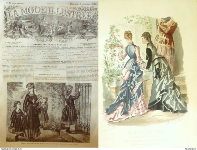 La Mode illustrée journal + gravure associée 1875 # 36