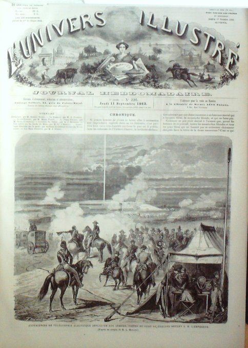 L'Univers illustré 1862 # 226 Enghien  télégraphie électrique camp de chalons chiffoniers