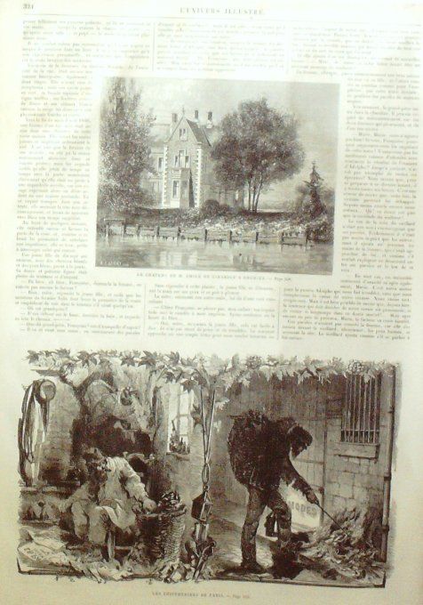 L'Univers illustré 1862 # 226 Enghien  télégraphie électrique camp de chalons chiffoniers