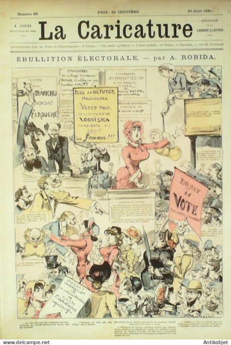 La Caricature 1881 n°  86 ébulition électorale Robida Tunisie nos marins Gino