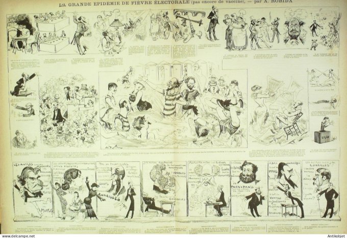 La Caricature 1881 n°  86 ébulition électorale Robida Tunisie nos marins Gino