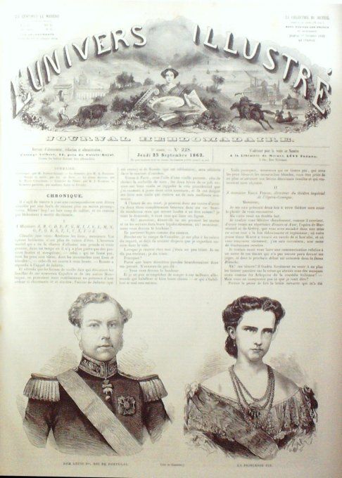 L'Univers illustré 1862 # 228 Princesse Pie Comte de Castellane Fort-de-France Portugal Dom Louis Ie