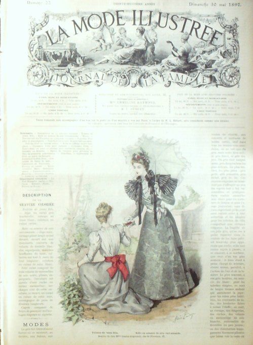 Journal Mode illustrée 1897 # 22 Toilette & Robe armure en soie