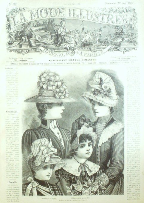 Journal Mode illustrée 1887 # 22 Chapeaux de jardin