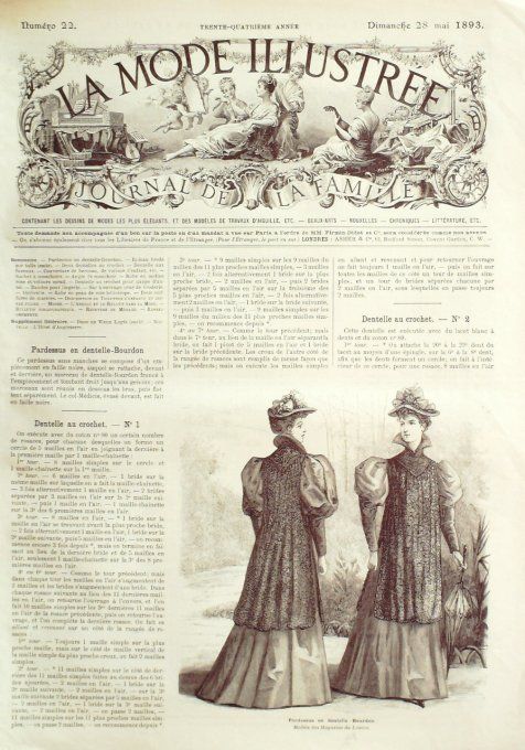 Journal Mode illustrée 1893 # 22 Pardessus en dentelle Bourbon