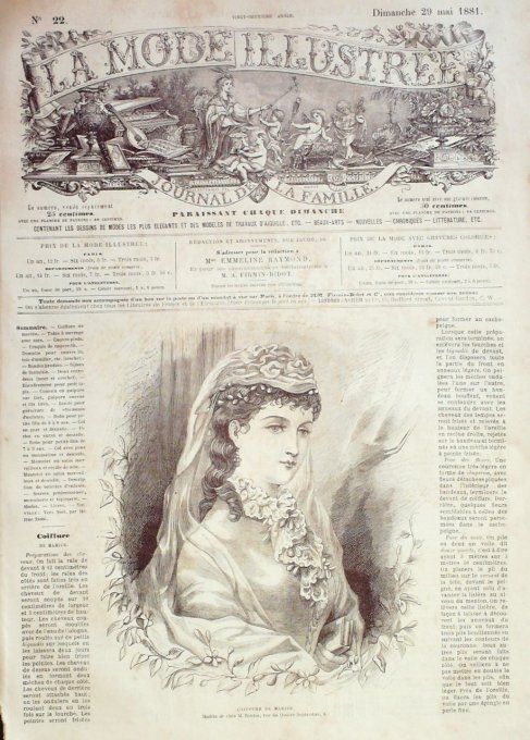 Journal Mode illustrée 1881 # 22 Coiffure de mariée