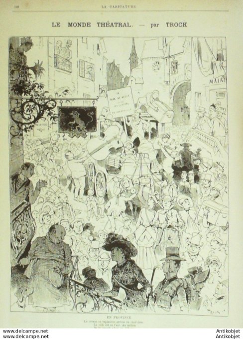 La Caricature 1885 n°279 Monde théâtral Trock billet d'auteur