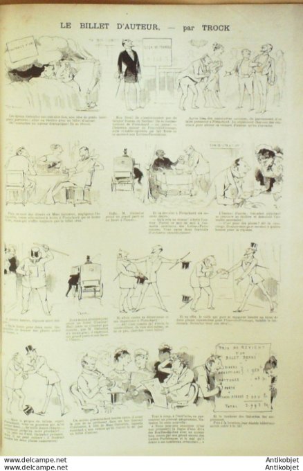 La Caricature 1885 n°279 Monde théâtral Trock billet d'auteur