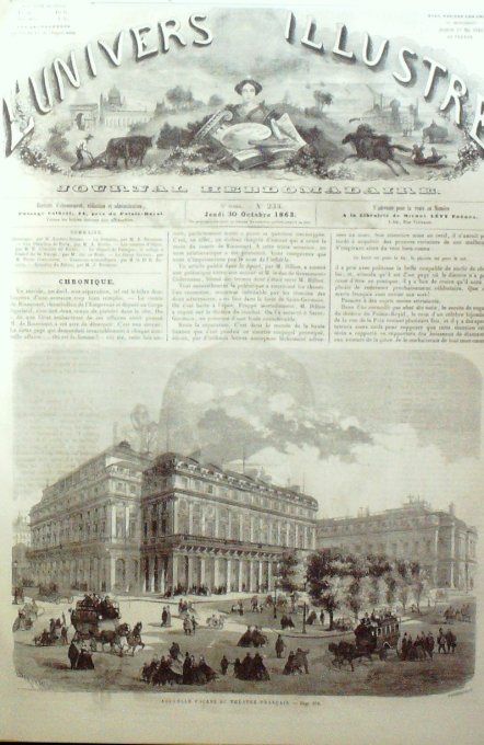 L'Univers illustré 1862 # 233 Rio de Janeiro esclaves Omnibus Palmyre Théâtre-Français