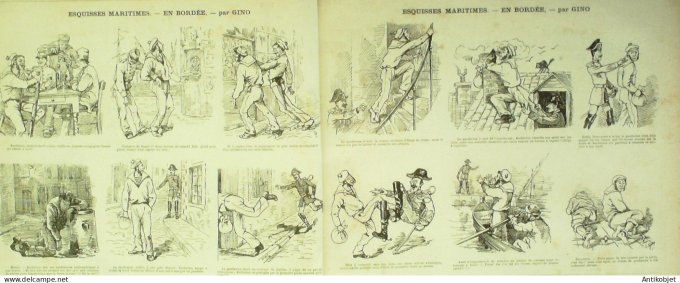 La Caricature 1881 n°  94 Rentrée en cage Robida Barret Loys fantaisies parisiennes Bach