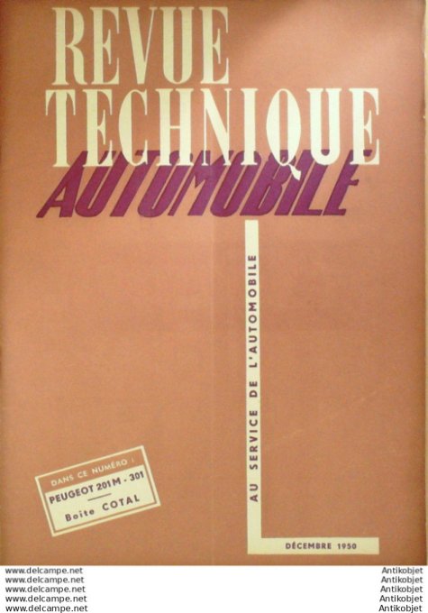 Revue Technique Automobile Peugeot 201M 301 boÃ®te Cotal Vaucanson Dodge 56#1950