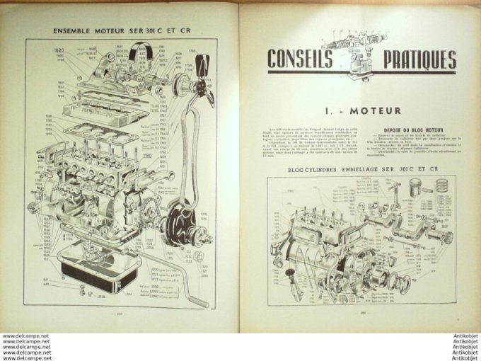 Revue Technique Automobile Peugeot 201M 301 boÃ®te Cotal Vaucanson Dodge 56#1950