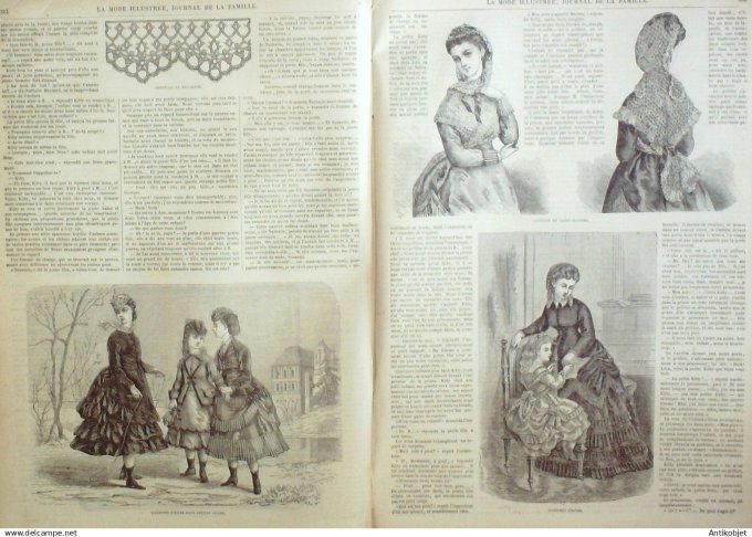 La Mode illustrée journal + gravure associée 1870 # 46