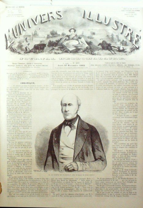 L'Univers illustré 1862 # 237 Comte de Flahault Suisse Canton Appenzell hotel Mount-Vernon à Cape-M