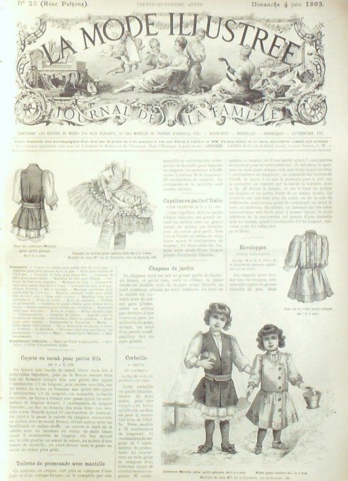 Journal Mode illustrée 1893 # 23 Costumes d'enfants