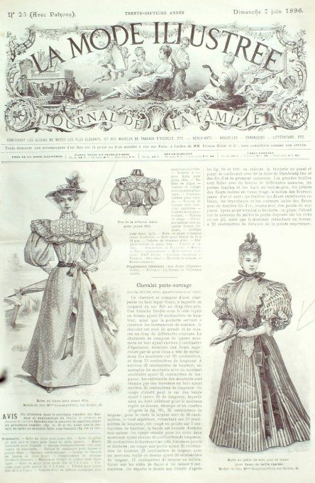 Journal Mode illustrée 1896 # 23 Robes en Pékin & Lison