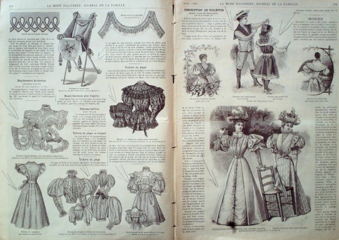 Journal Mode illustrée 1896 # 23 Robes en Pékin & Lison