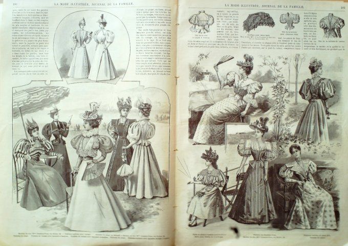 Journal Mode illustrée 1896 # 23 Robes en Pékin & Lison